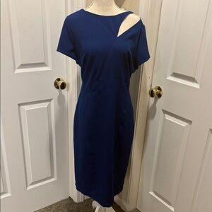 Adrianna Papell Royal/Navy One-Shoulder Cutout Sheath Dress